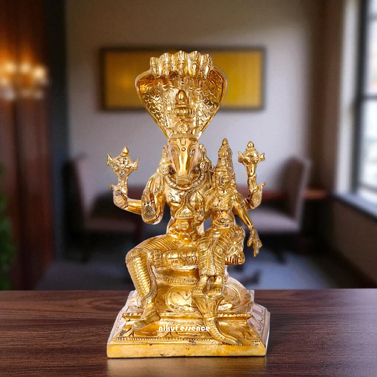 Varah With Lakshmi seated Panchaloha idol - 10 inches Nikuressence