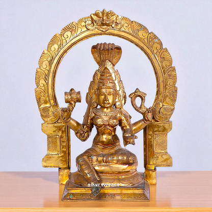 Mariamman Devi Blessing seated Panchaloha idol - 20 inches Nikuressence