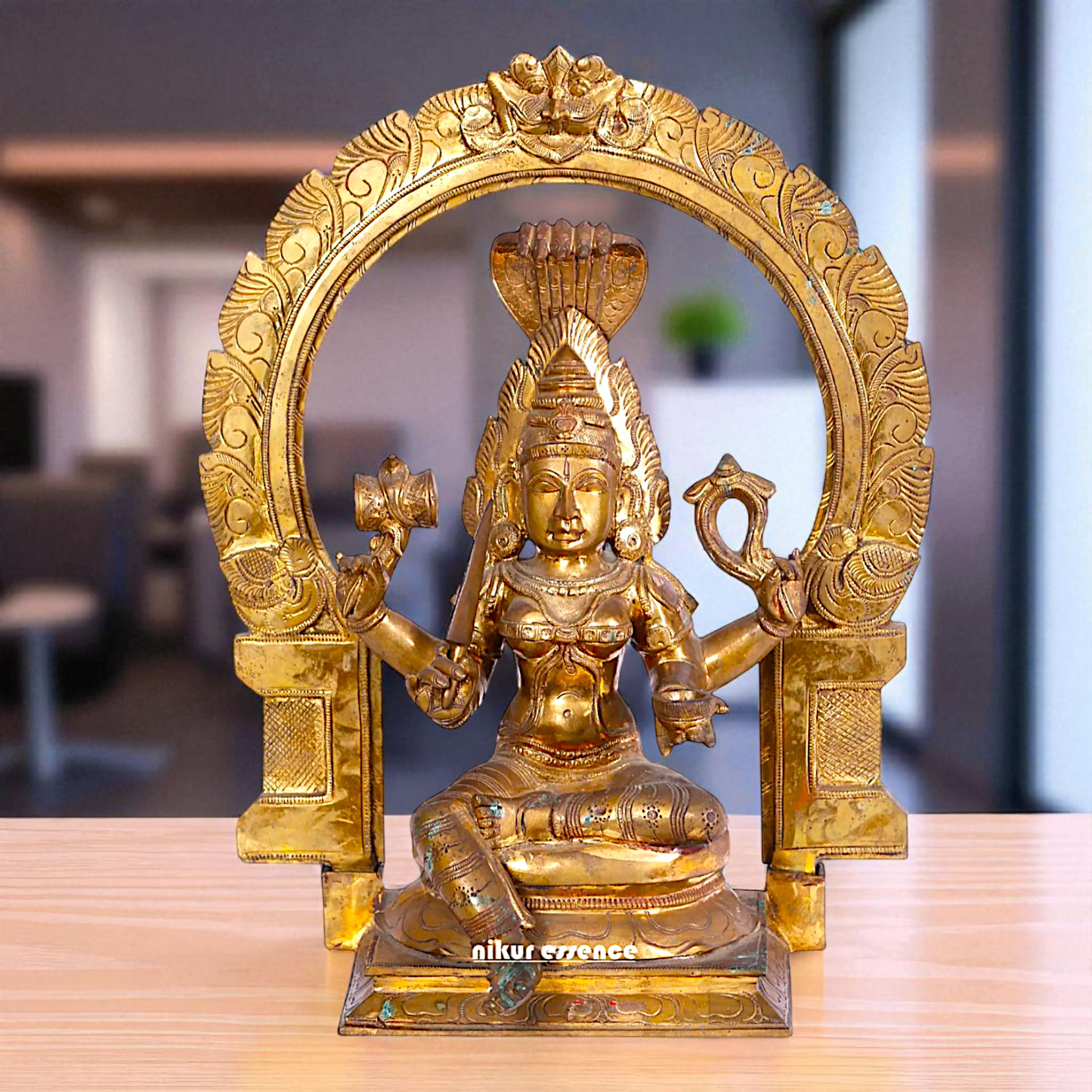 Mariamman Devi Blessing seated Panchaloha idol - 20 inches Nikuressence