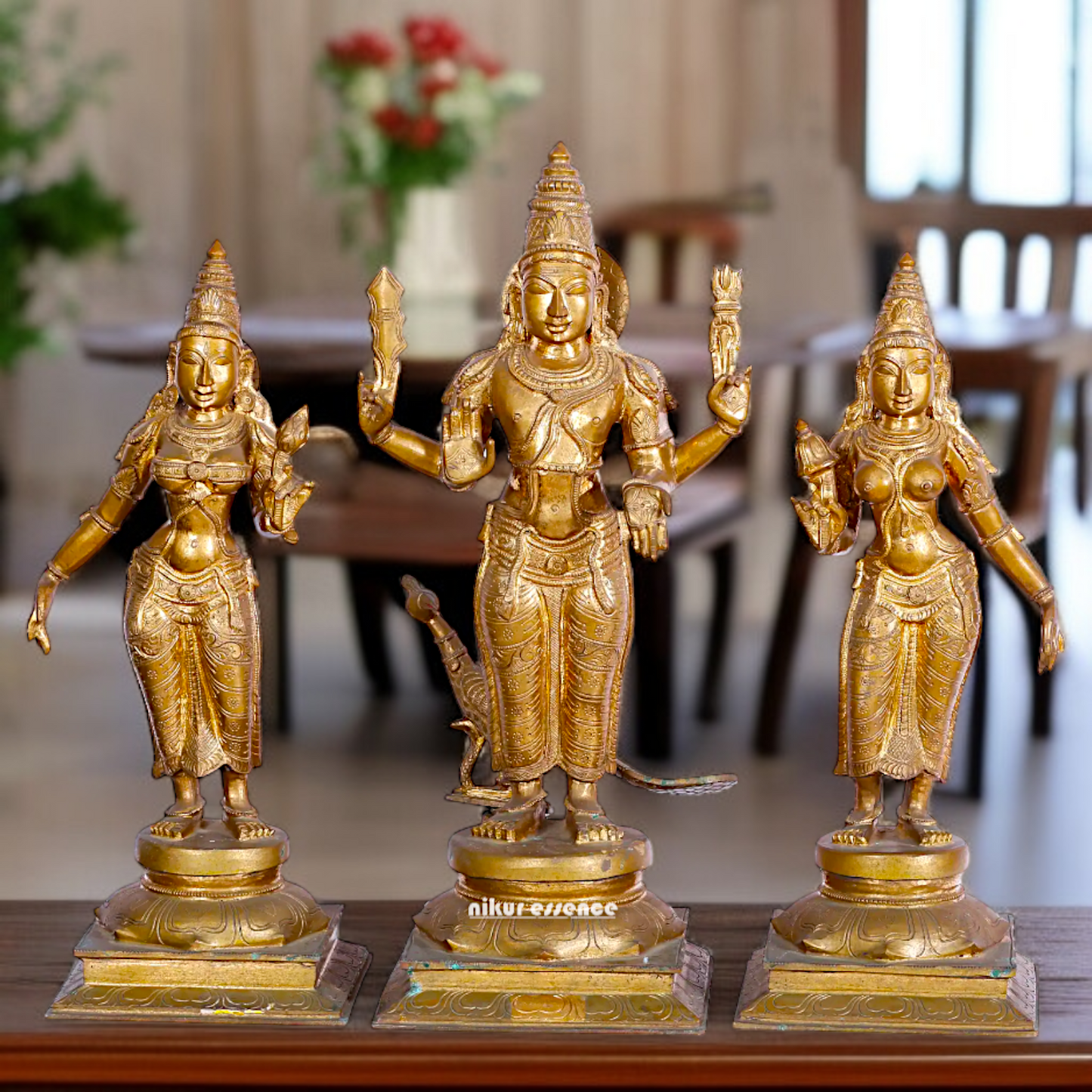 Subramanya Murugan swamy Devasena and Valli Panchaloha statue - 28 Inches Nikuressence