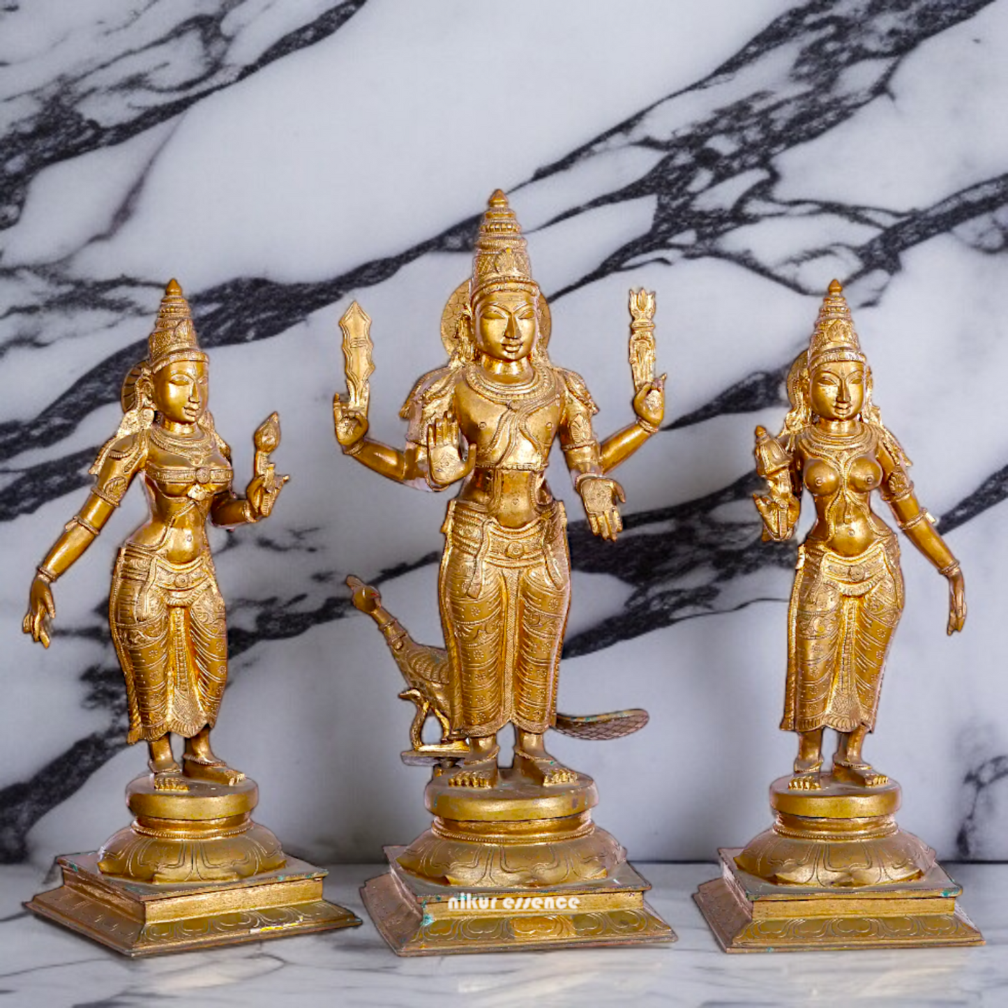Subramanya Murugan swamy Devasena and Valli Panchaloha statue - 28 Inches Nikuressence