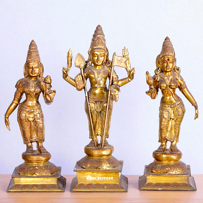 Large Murugan swamy Devasena and Valli Panchaloha statue - 22 Inches Nikuressence