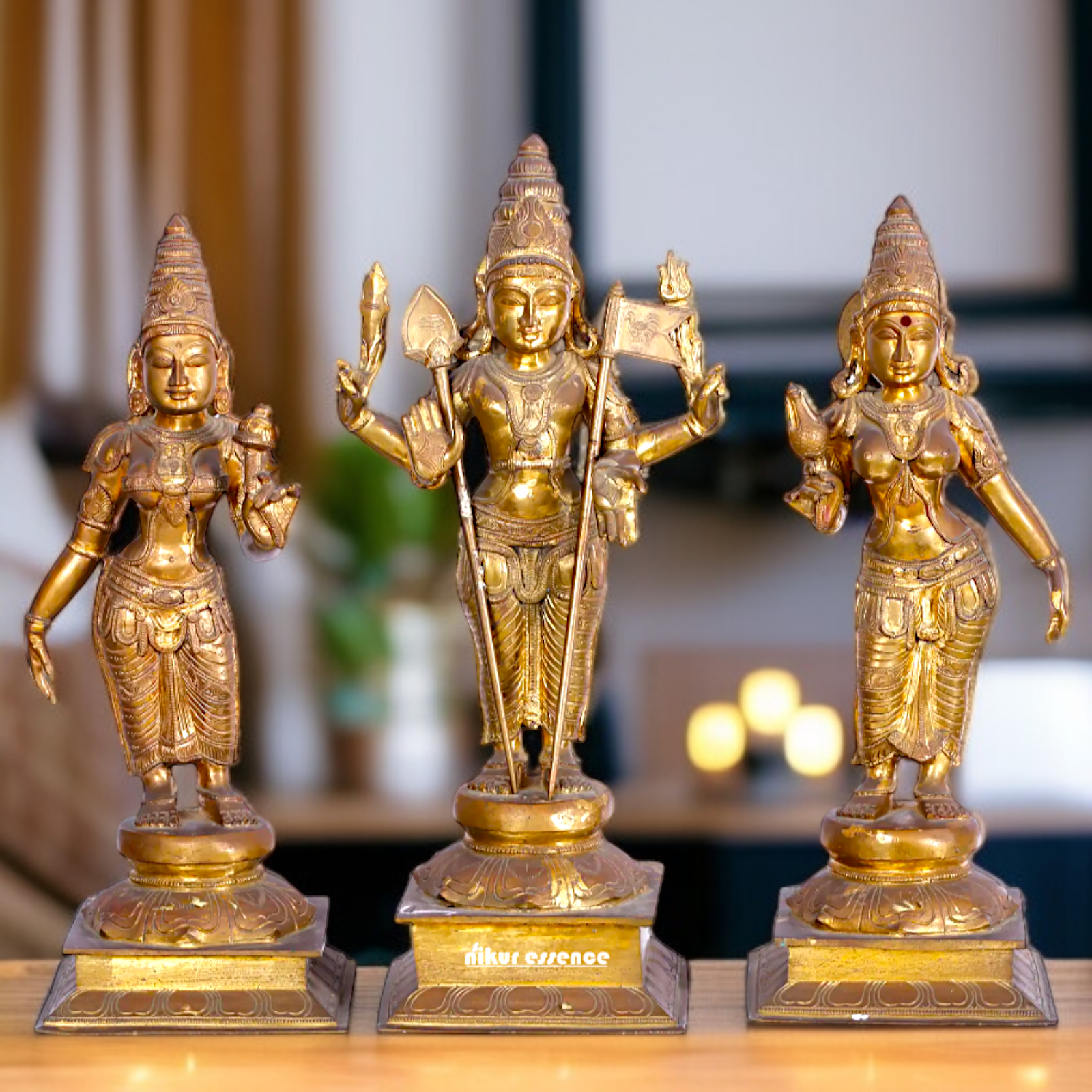 Large Murugan swamy Devasena and Valli Panchaloha statue - 22 Inches Nikuressence