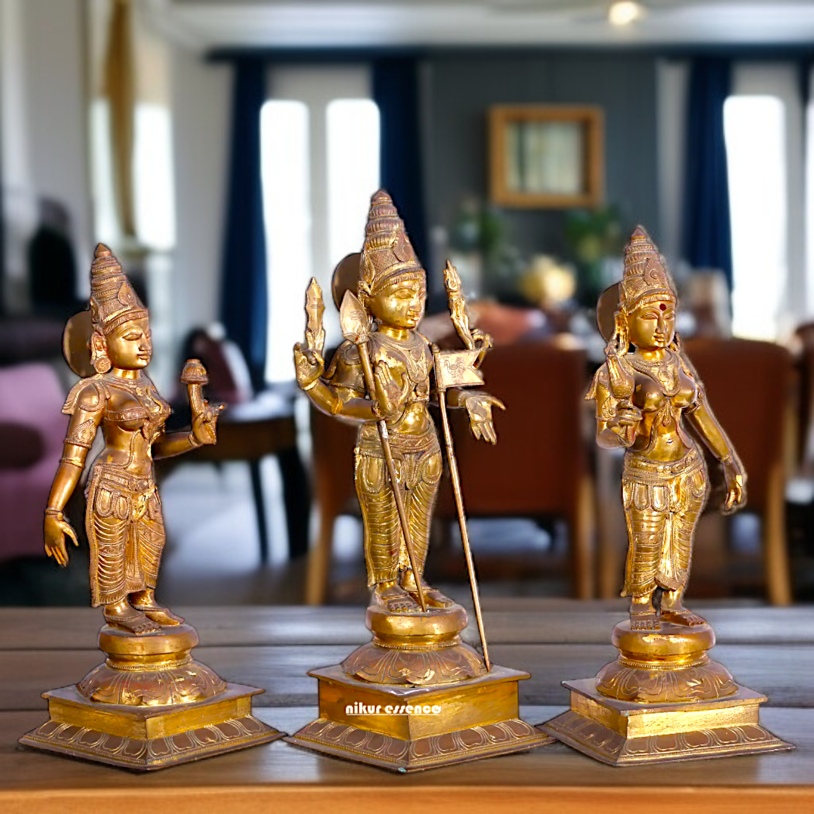 Large Murugan swamy Devasena and Valli Panchaloha statue - 22 Inches Nikuressence