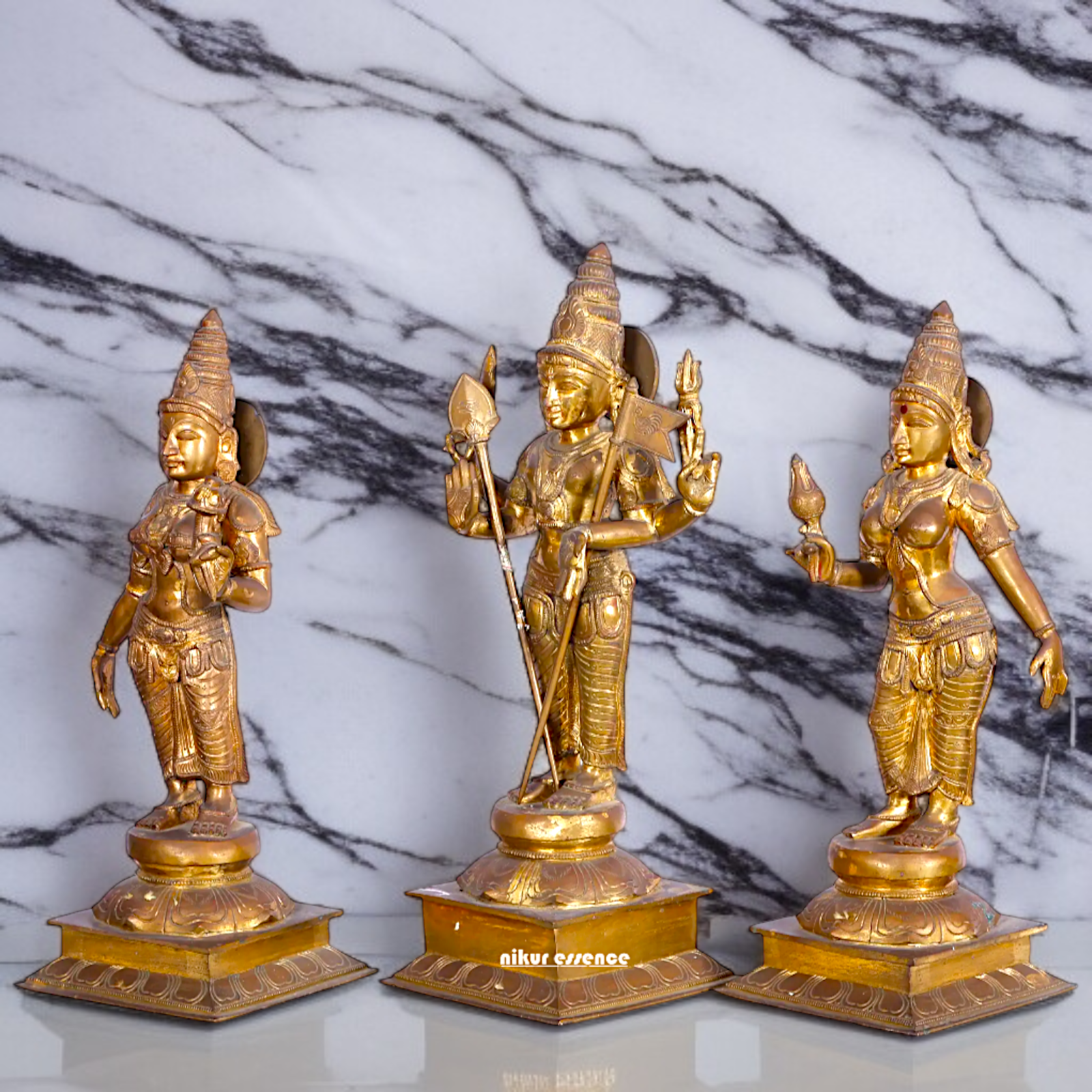 Large Murugan swamy Devasena and Valli Panchaloha statue - 22 Inches Nikuressence