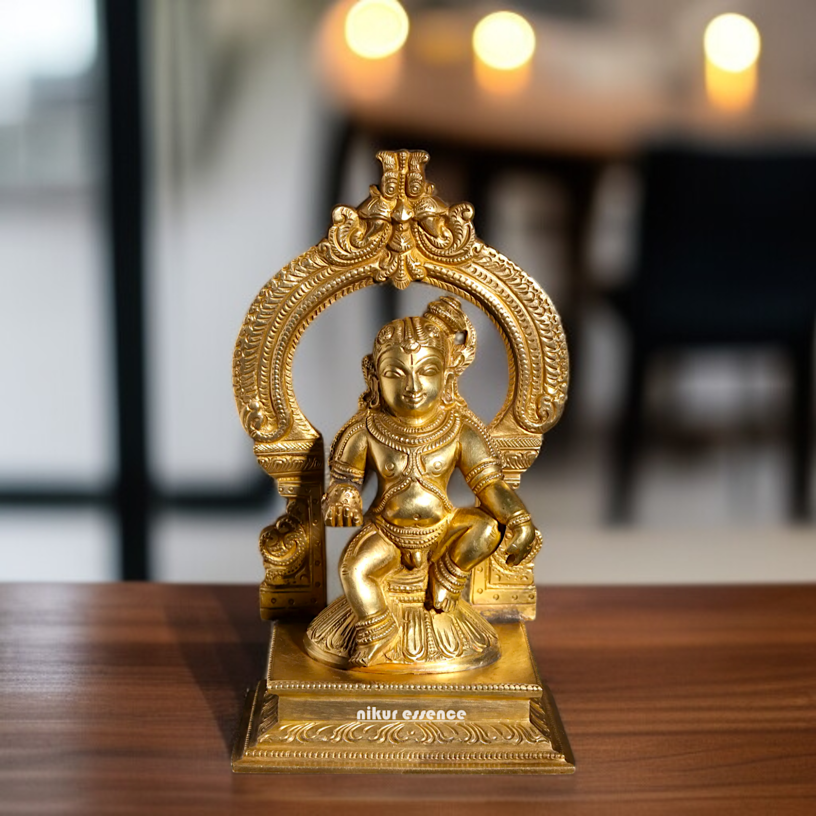 Panchaloha Bal Krishna Sitting on throne statue - 7 Inches Nikuressence