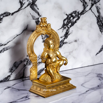 Panchaloha Bal Krishna Sitting on throne statue - 7 Inches Nikuressence