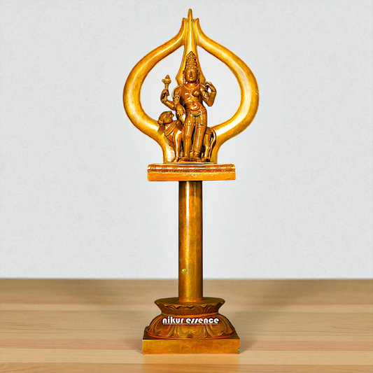 Panchaloha Trishul with Ardhanarishvara with Nandi statue - 24 Inches Nikuressence