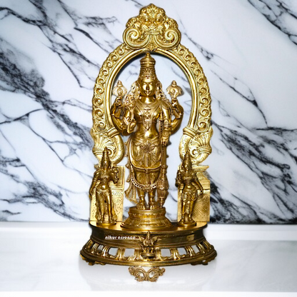 Panchaloha Vishnu Blessing with Kirtimukha Prabhavali statue - 32 Inches Nikuressence