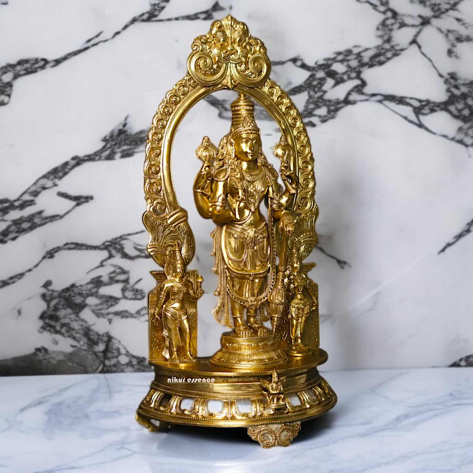 Panchaloha Vishnu Blessing with Kirtimukha Prabhavali statue - 32 Inches Nikuressence