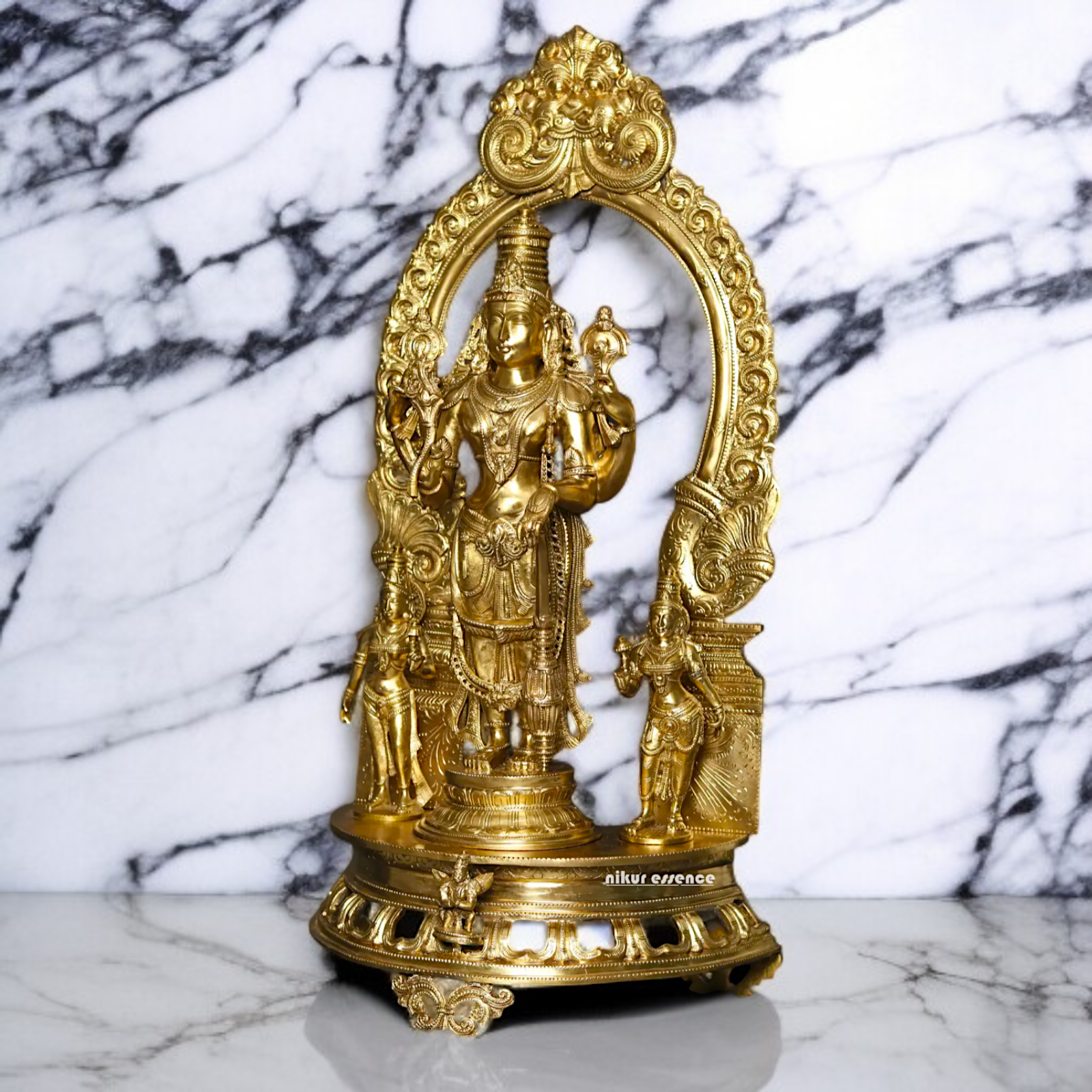 Panchaloha Vishnu Blessing with Kirtimukha Prabhavali statue - 32 Inches Nikuressence