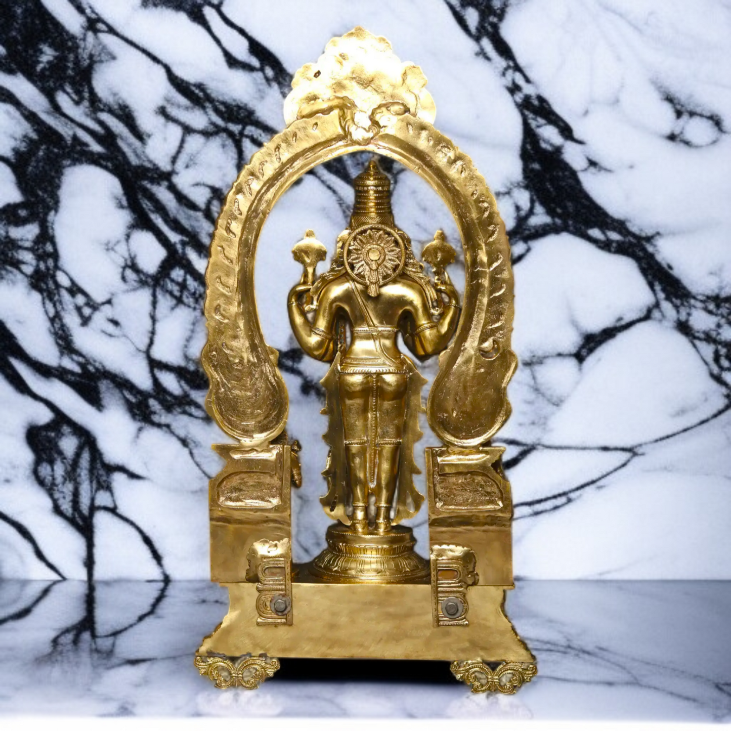 Panchaloha Vishnu Blessing with Kirtimukha Prabhavali statue - 32 Inches Nikuressence