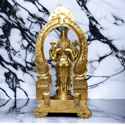 Panchaloha Vishnu Blessing with Kirtimukha Prabhavali statue - 32 Inches Nikuressence