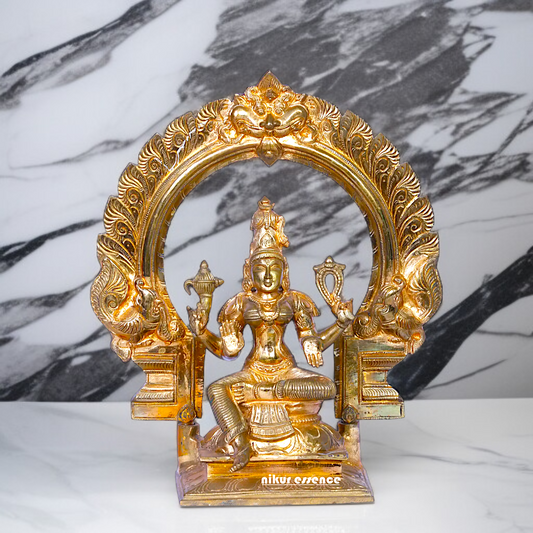 Goddess Bhuvaneshvari seated Panchaloha idol - 12 Inches Nikuressence