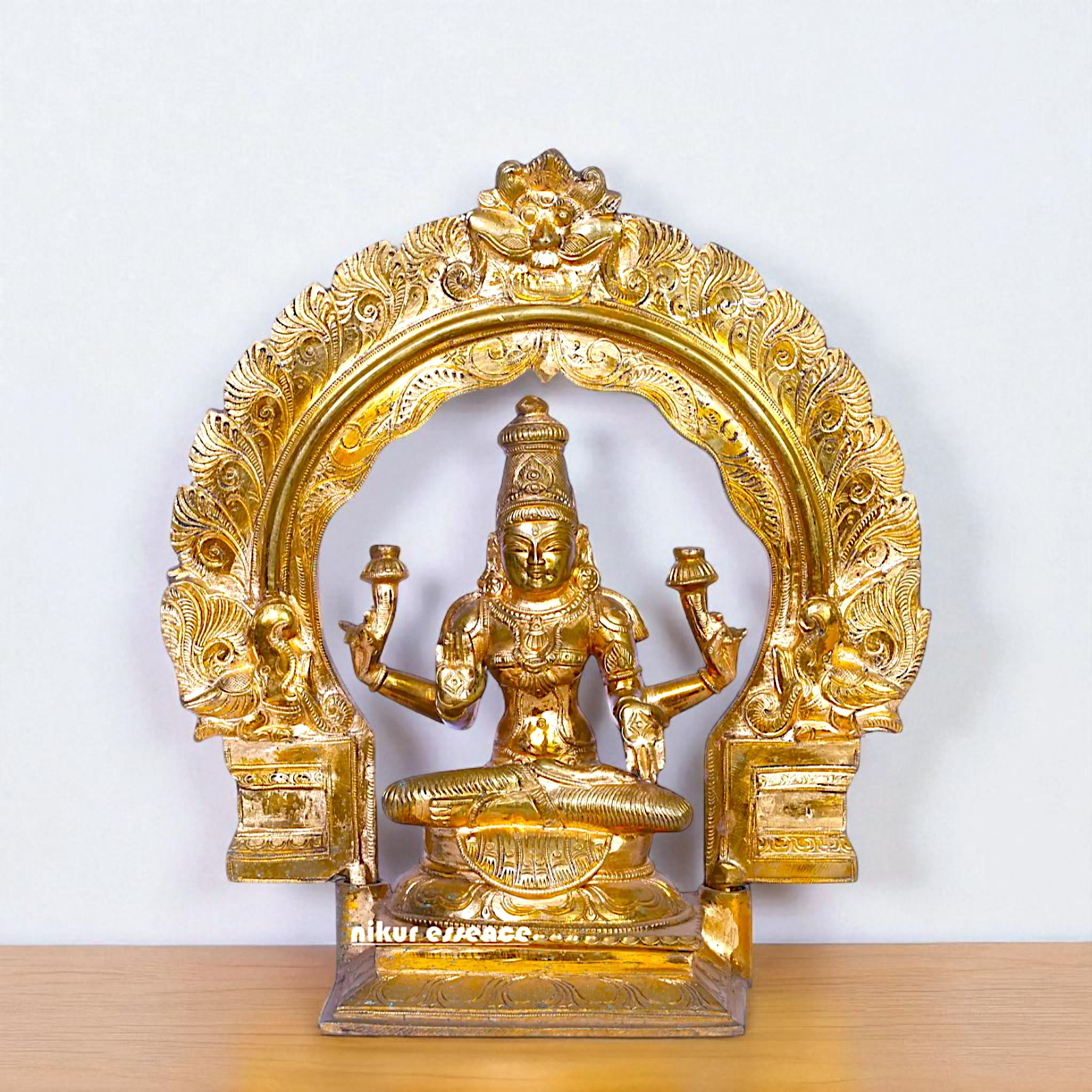 Goddess Lakshmi Blessing seated Panchaloha idol - 12 Inches Nikuressence