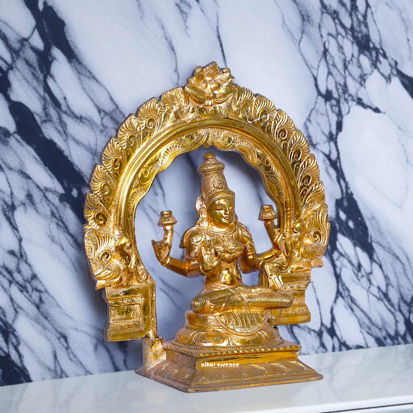 Goddess Lakshmi Blessing seated Panchaloha idol - 12 Inches Nikuressence