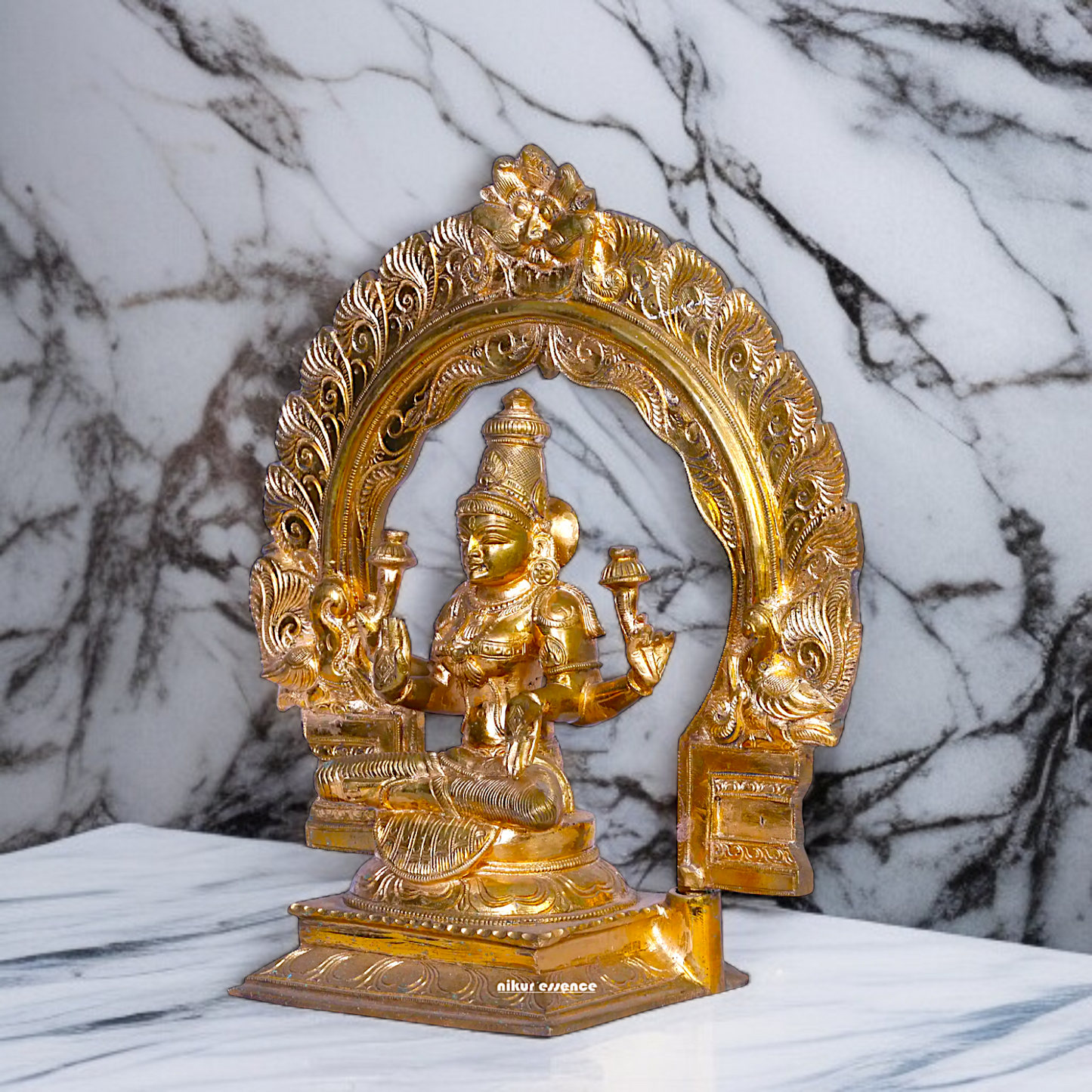 Goddess Lakshmi Blessing seated Panchaloha idol - 12 Inches Nikuressence