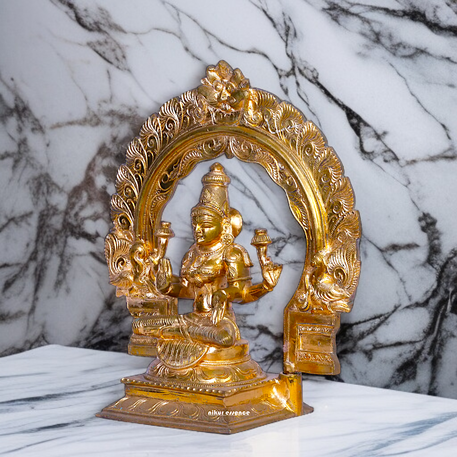 Goddess Lakshmi Blessing seated Panchaloha idol - 12 Inches Nikuressence