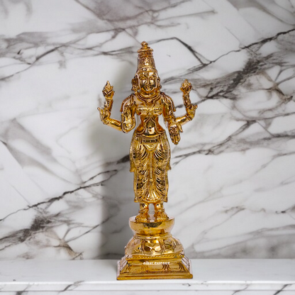 Goddess Lakshmi Blessing standing with Four Armed Panchaloha idol - 10 Inches Nikuressence