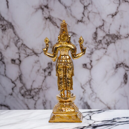 Goddess Lakshmi Blessing standing with Four Armed Panchaloha idol - 10 Inches Nikuressence