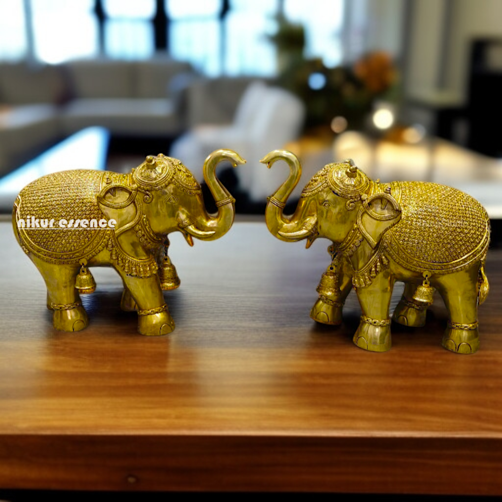 Big Elephant pair pure Brass idol - 24 Inches Nikuressence