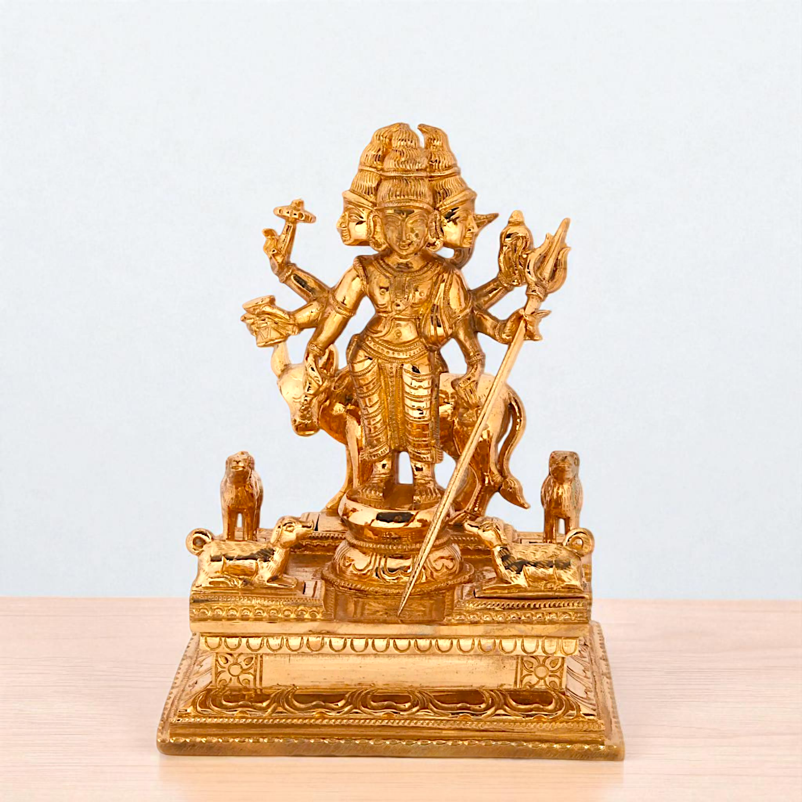 Dattatreya with Cow Panchaloha idol - 8 Inches Nikuressence