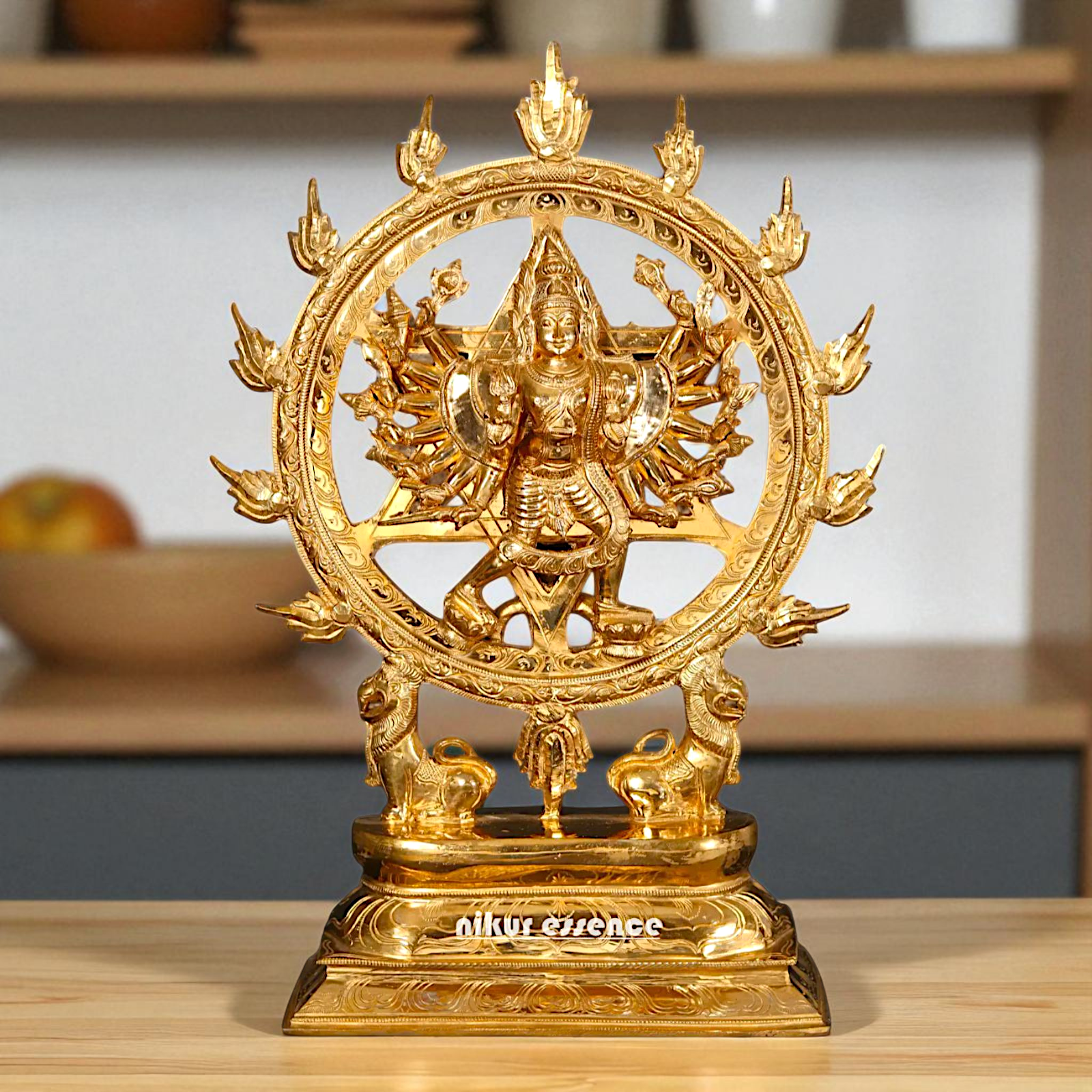 Chakrathalwar Vishnu Panchaloha idol - 21 Inches Nikuressence