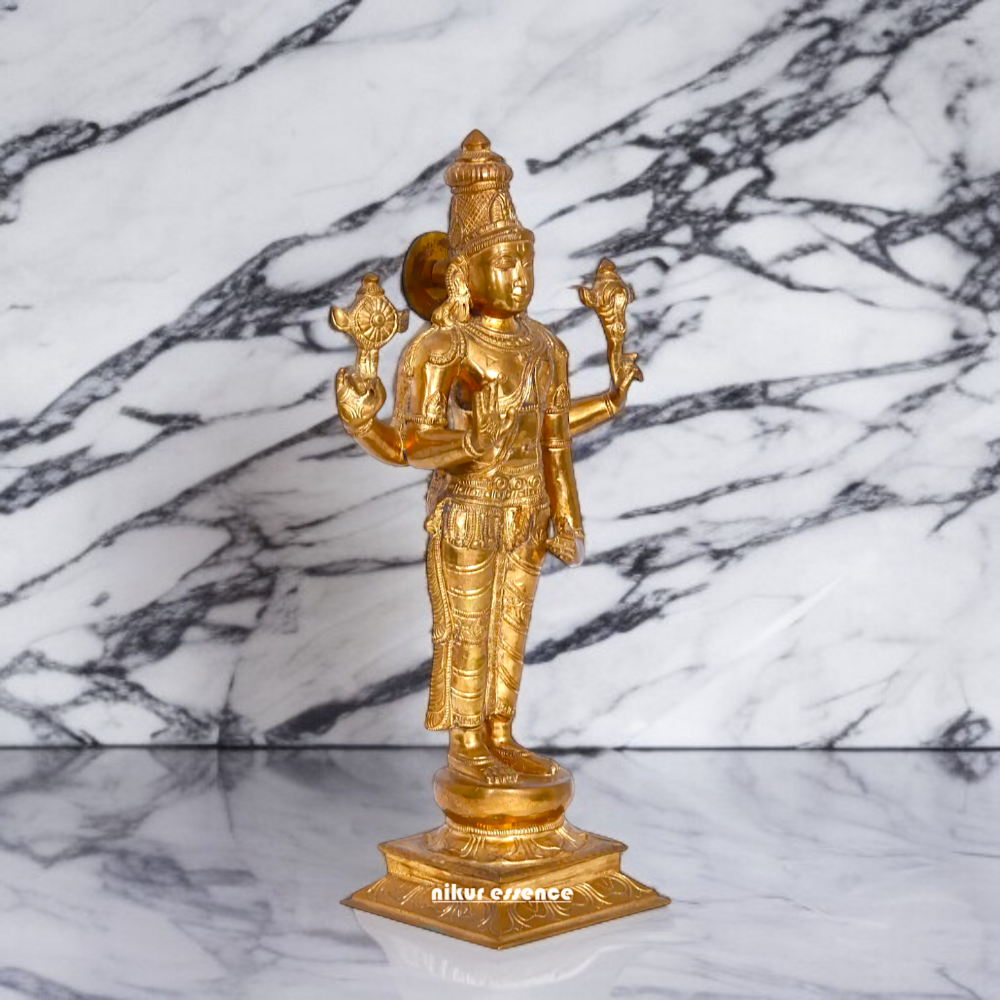 Vishnu God standing Blessing Panchaloha idol - 15 Inches Nikuressence