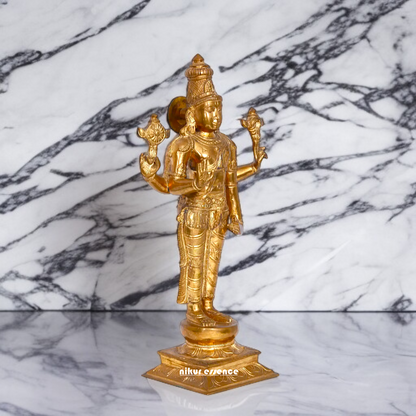 Vishnu God standing Blessing Panchaloha idol - 15 Inches Nikuressence