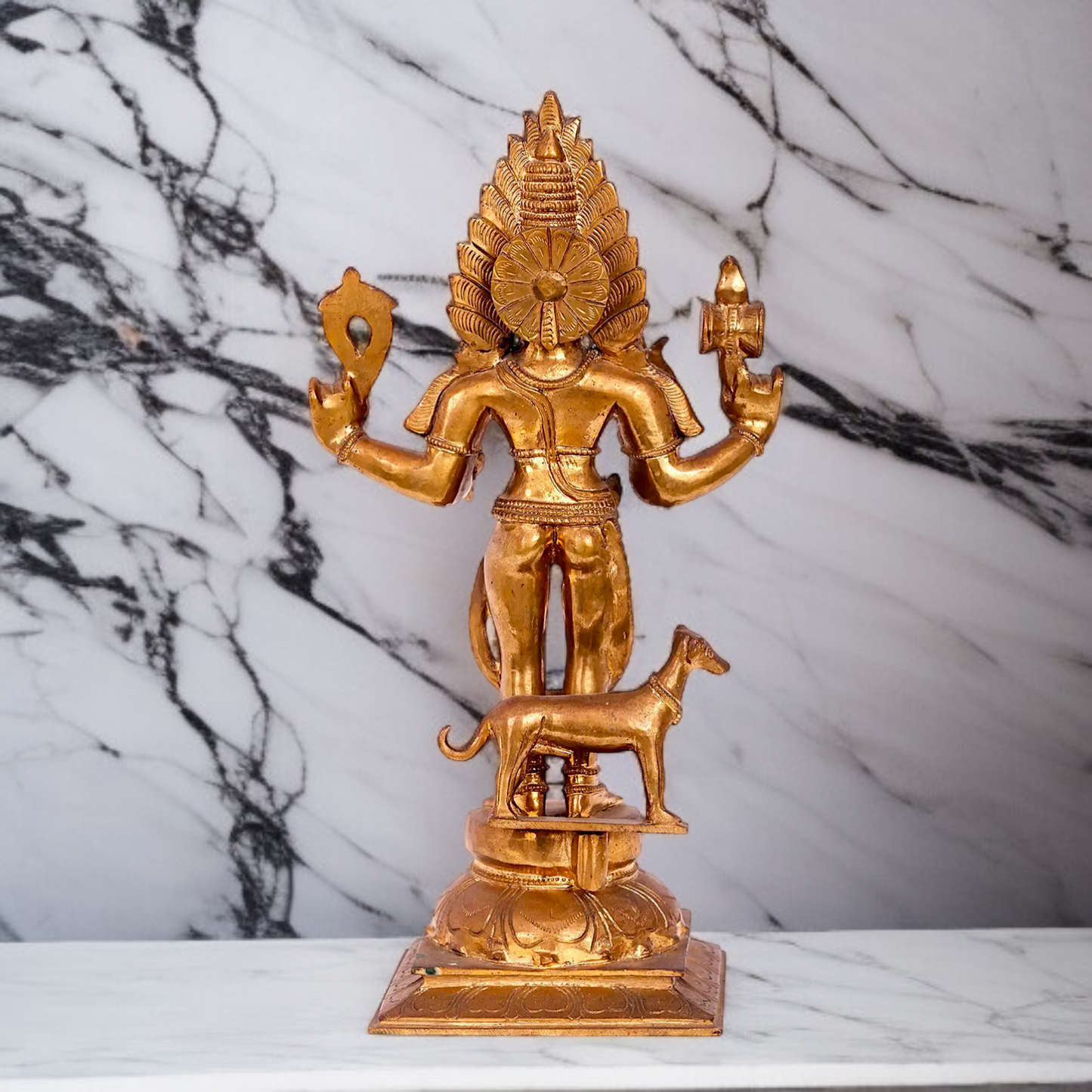 Kaal Bhairav with dog Panchaloha statue - 16 inches Nikuressence