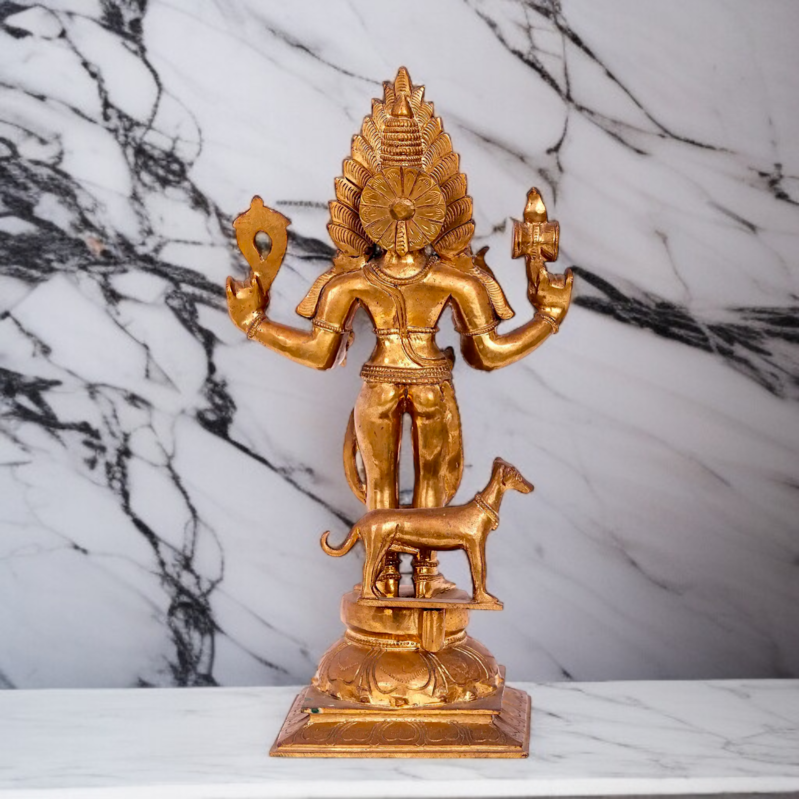 Kaal Bhairav with dog Panchaloha statue - 16 inches Nikuressence