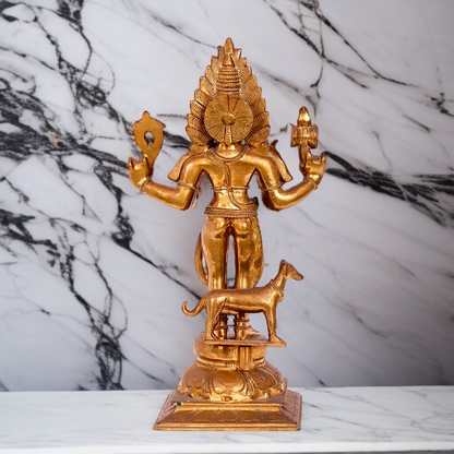 Kaal Bhairav with dog Panchaloha statue - 16 inches Nikuressence