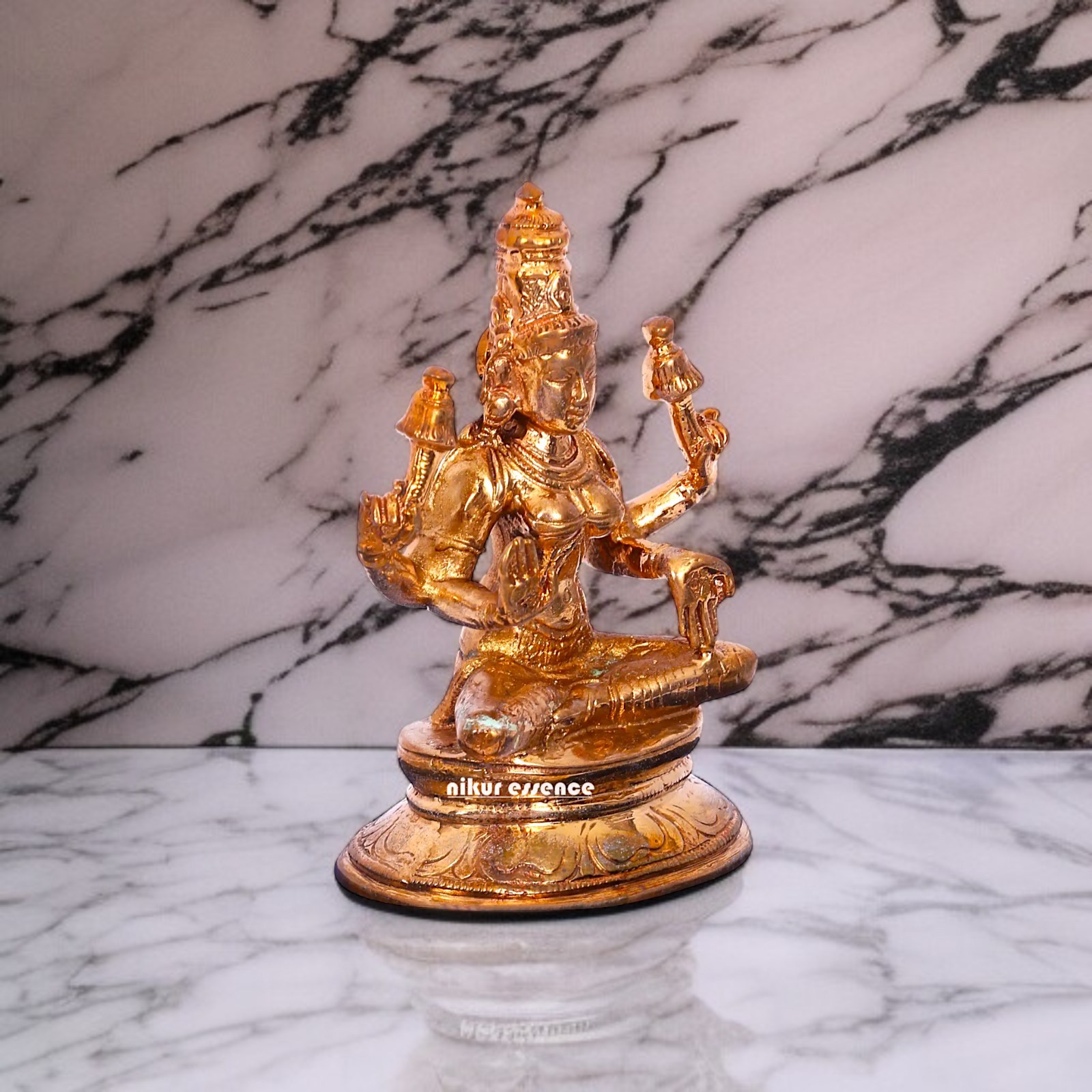 Panchaloha Maha Lakshmi Blessing with Four Armed statue - 3.5 inches Nikuressence