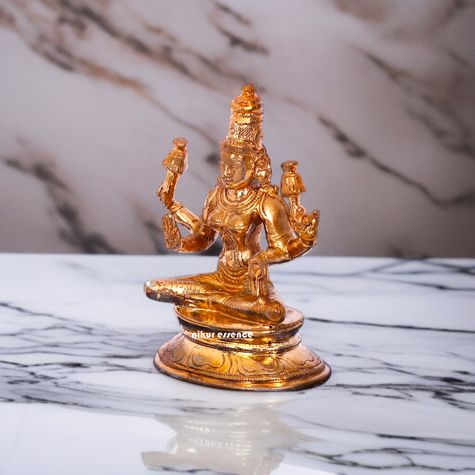 Panchaloha Maha Lakshmi Blessing with Four Armed statue - 3.5 inches Nikuressence