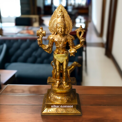 Shiva Kaal Bhairav with Four Armed and dog Panchaloha Idol - 23 inches Nikuressence