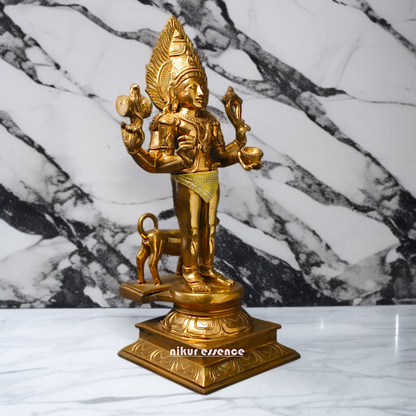 Shiva Kaal Bhairav with Four Armed and dog Panchaloha Idol - 23 inches Nikuressence