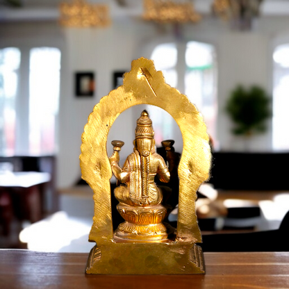 Goddess Lakshmi Mata seated on throne Panchaloha Idol - 7 inches Nikuressence