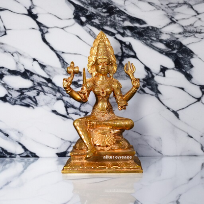 Mariamman Mata seated on throne Panchaloha Idol - 6 inches Nikuressence