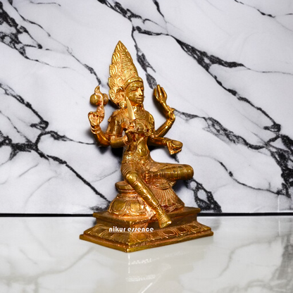 Mariamman Mata seated on throne Panchaloha Idol - 6 inches Nikuressence