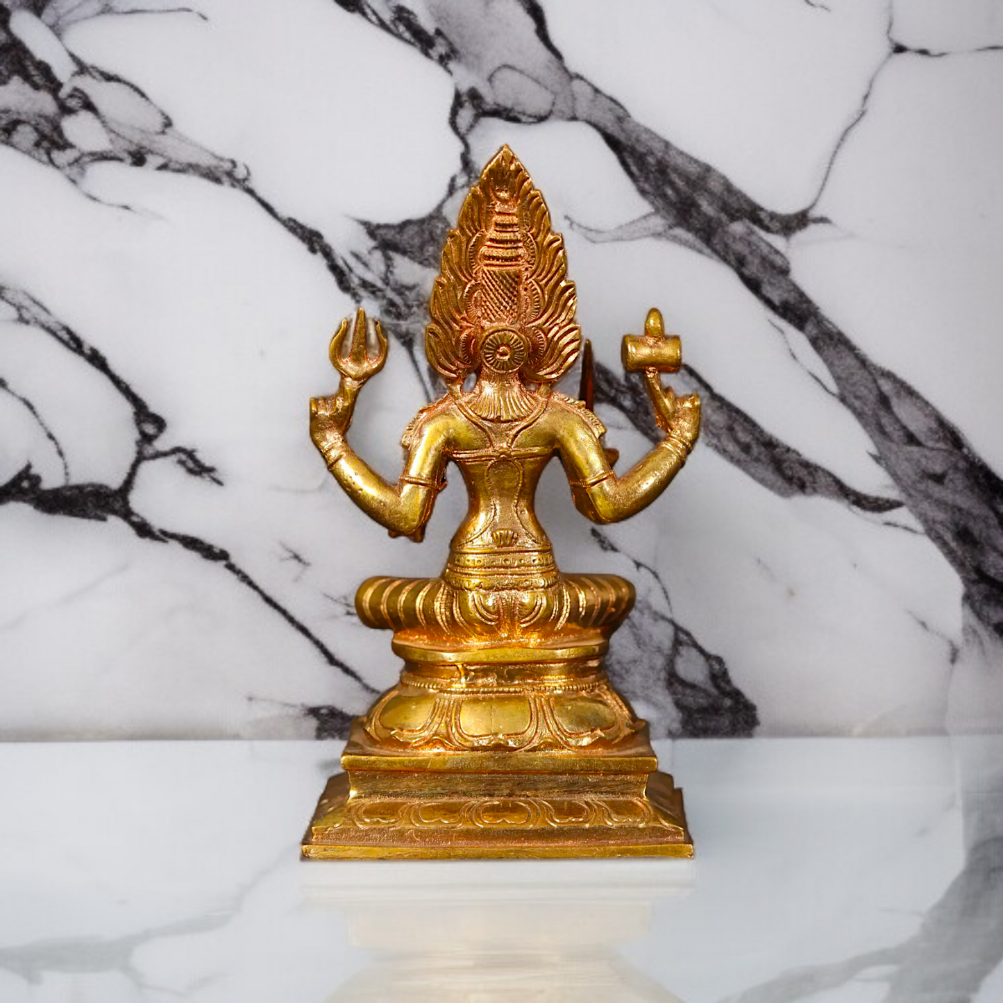 Mariamman Mata seated on throne Panchaloha Idol - 6 inches Nikuressence