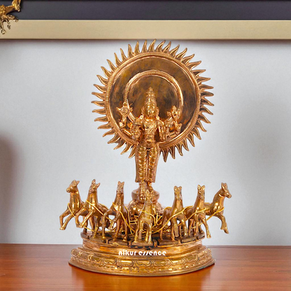 Panchaloha Surya Vishnu Swami with Rath idol - 1 Feet Nikuressence