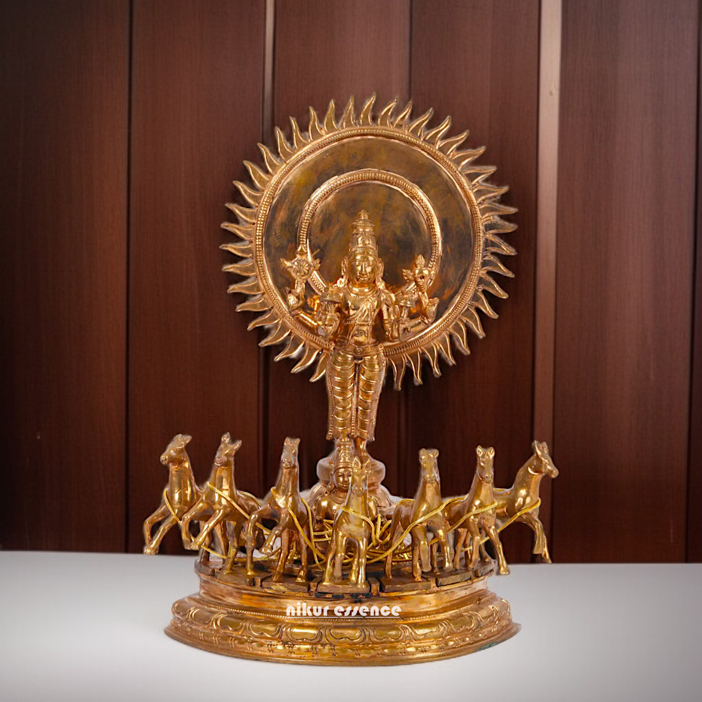 Panchaloha Surya Vishnu Swami with Rath idol - 1 Feet Nikuressence