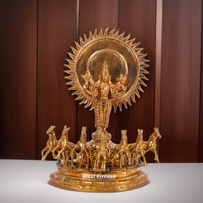Panchaloha Surya Vishnu Swami with Rath idol - 1 Feet Nikuressence