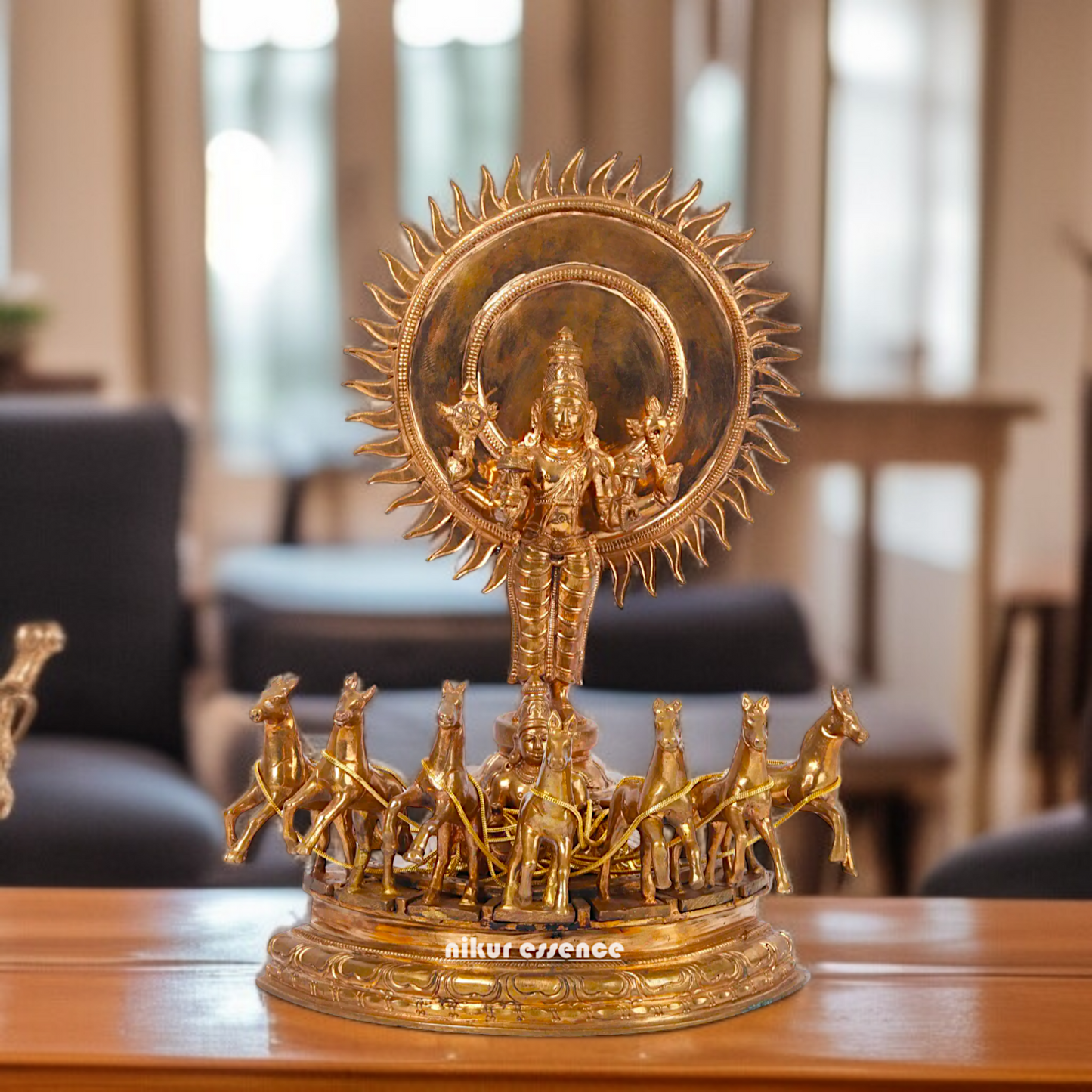 Panchaloha Surya Vishnu Swami with Rath idol - 1 Feet Nikuressence