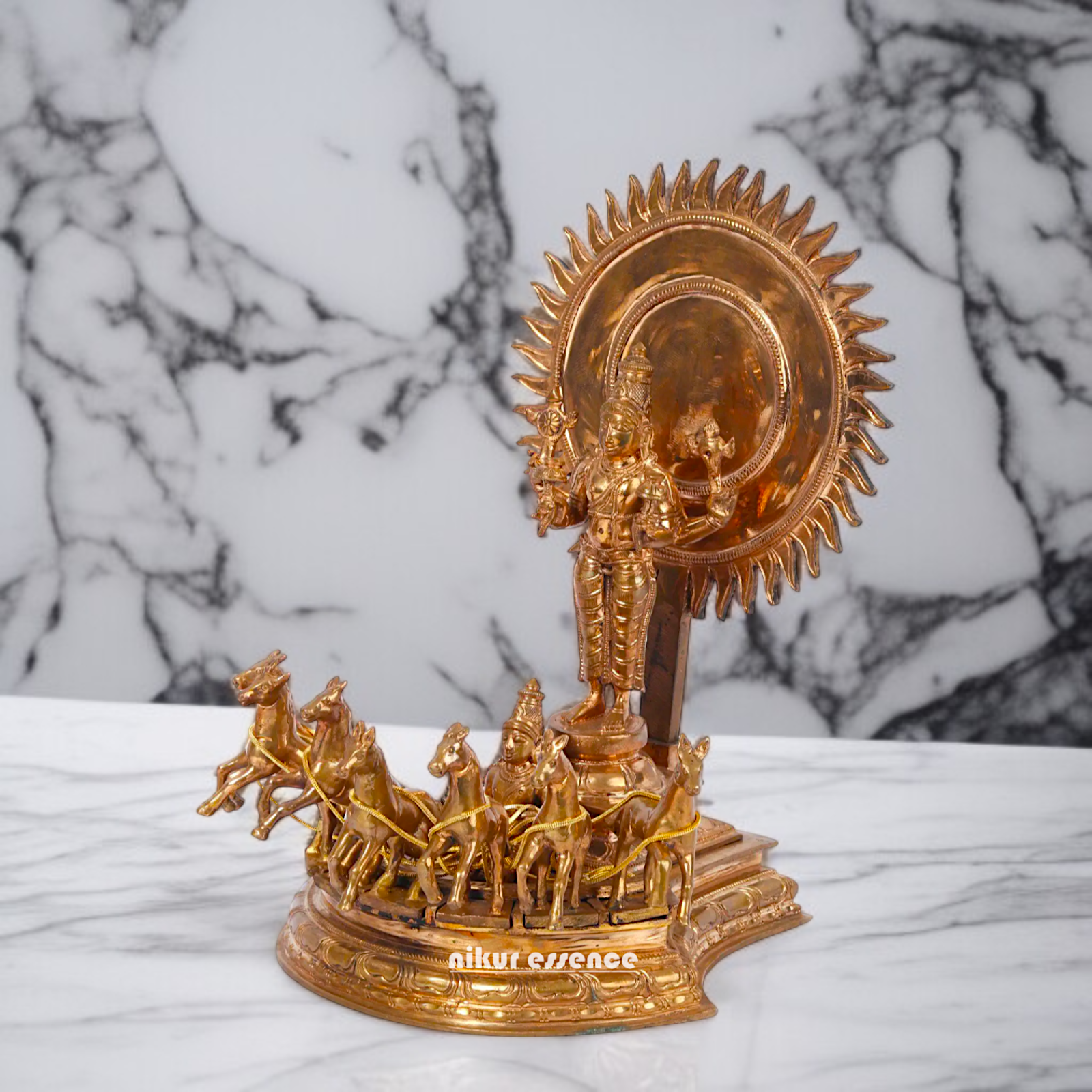 Panchaloha Surya Vishnu Swami with Rath idol - 1 Feet Nikuressence