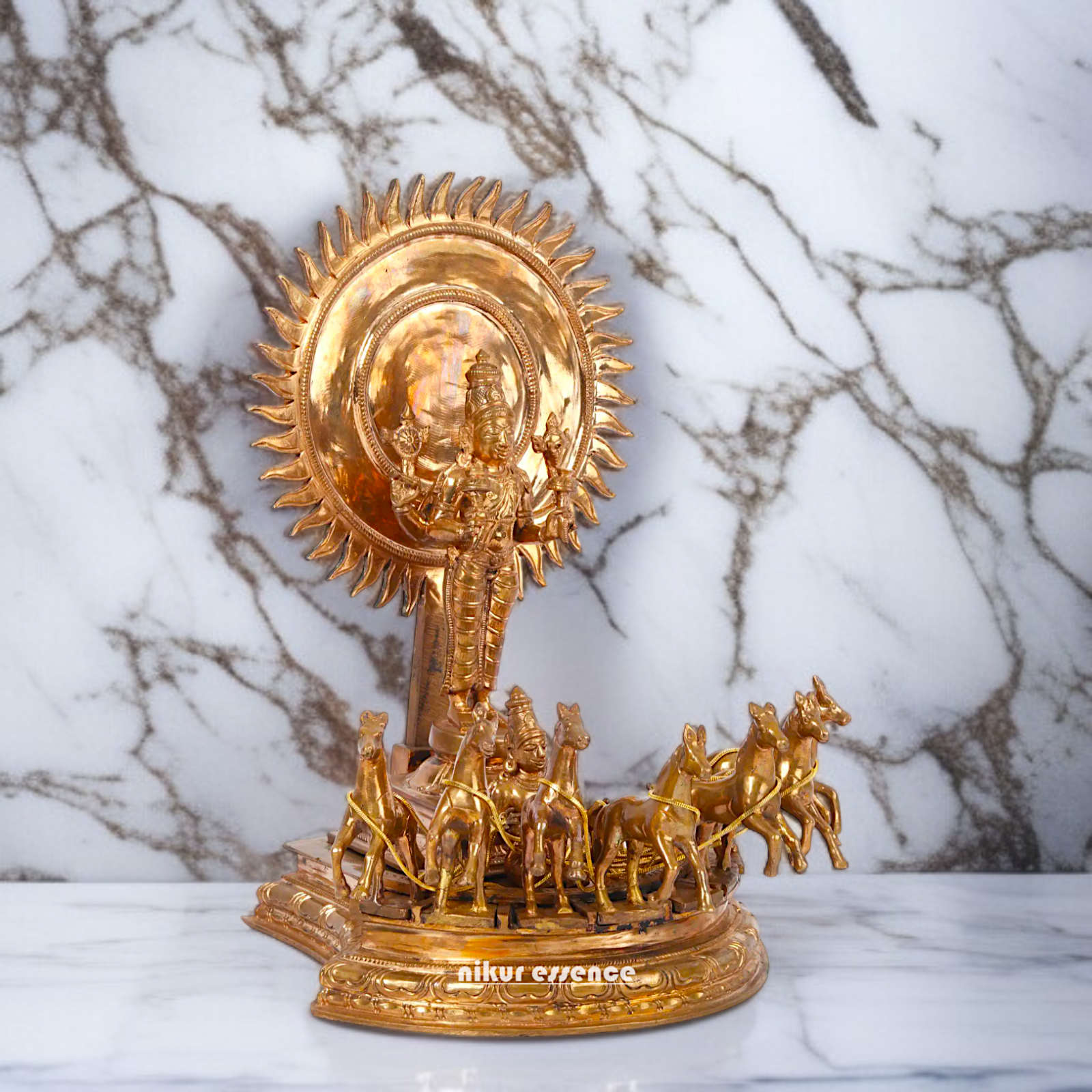 Panchaloha Surya Vishnu Swami with Rath idol - 1 Feet Nikuressence