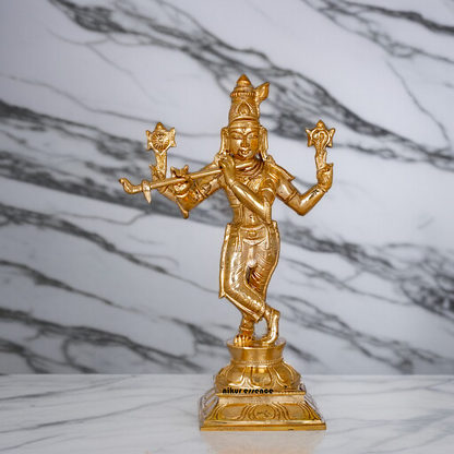 Panchaloha Krishna Bhagwan standing with Playing Flute idol - 10 Inches Nikuressence