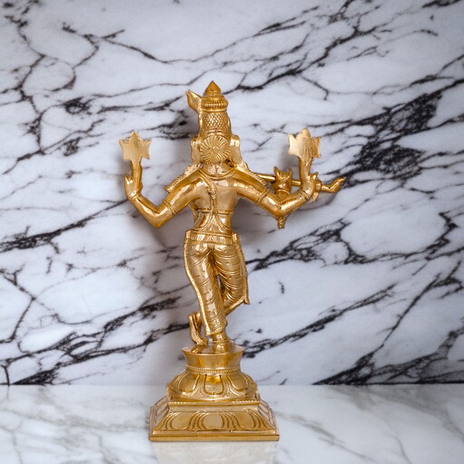 Panchaloha Krishna Bhagwan standing with Playing Flute idol - 10 Inches Nikuressence