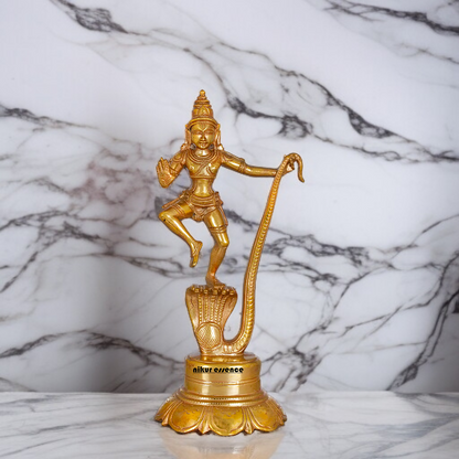 Kaliya Naag Krishna blessing Panchaloha idol - 8 Inches Nikuressence