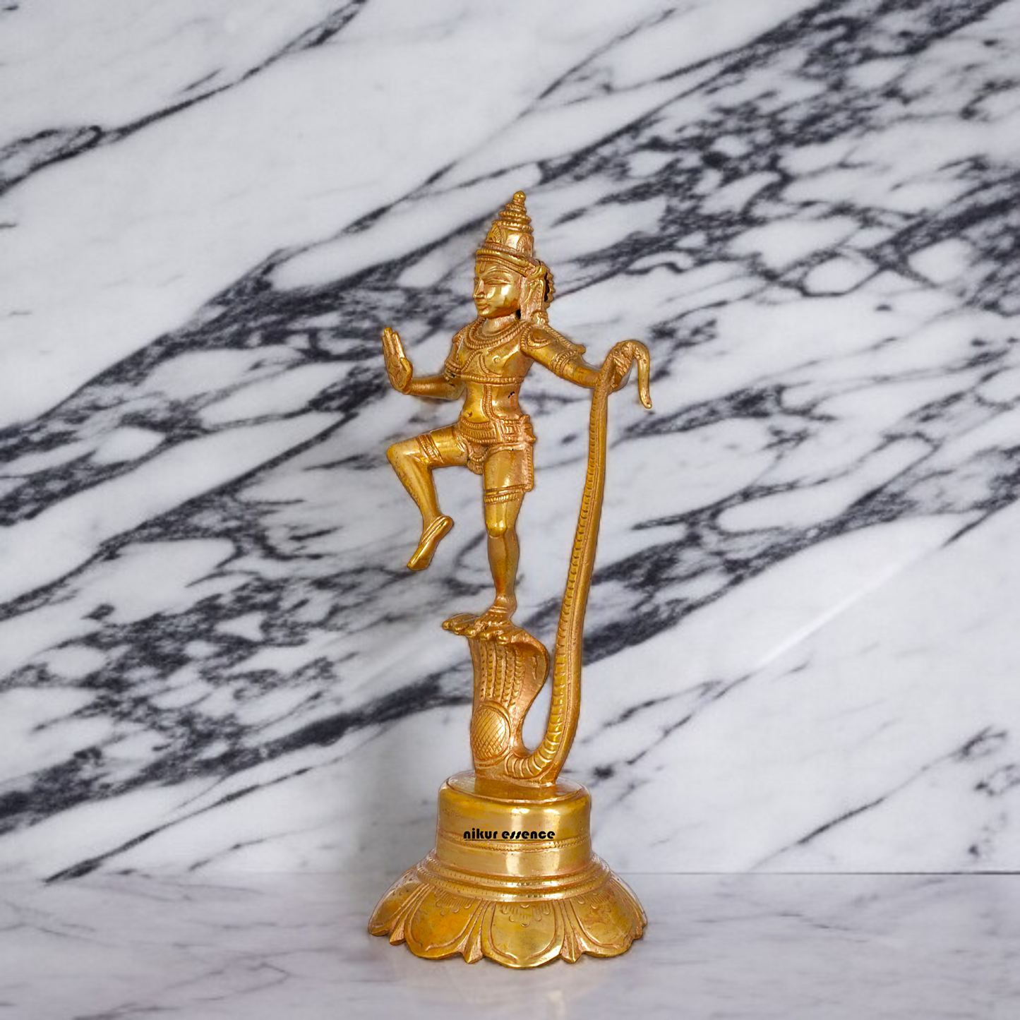 Kaliya Naag Krishna blessing Panchaloha idol - 8 Inches Nikuressence